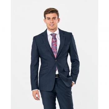 Americana Spagnolo Estructura Slim Azul Marino con Detalles de Cuadros