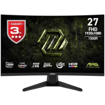 Monitor Gaming MSI MAG 275CF X24 de 27 FHD 240Hz, 0.5ms, Curvo 1500R, Compatible con HDR, Eye-Care, HDMI 2.0b, DP 1