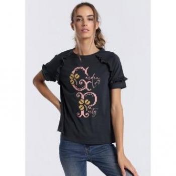 Camiseta de manga corta gris para mujer Lois Jeans - Diseño clásico y cómodo