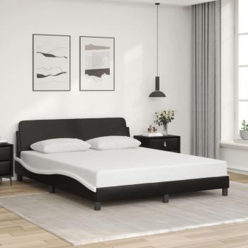 Cabecero cama cuero sintético blanco y negro 160x200 cm