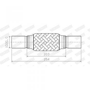 Tubo ondulado, sistema de escape WALKER 10399, flexible, dimensiones 35 x 52 x 250 mm