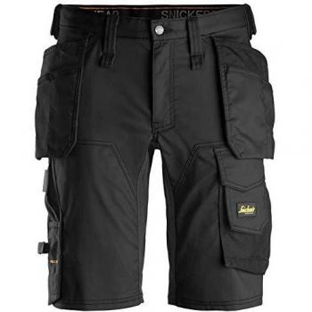 Bermudas de Trabajo Snickers 6141 para Hombre, Ajuste Slim Fit, Con Bolsillos Holster, Color Negro, Talla 56