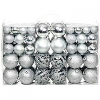 100 Piece Christmas Ball Set 3/4/6 cm Silver