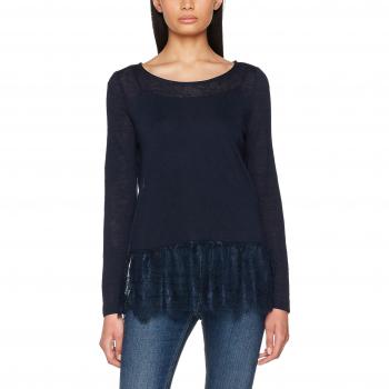 Vila Clothes Visumi L/s Lace T-Shirt/TB, Camisa Manga Larga Mujer, Azul