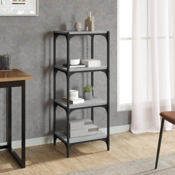 Estantería de madera contrachapada y acero 40x33x100 cm en colores Negro, Roble Sonoma, Roble ahumado - Mueble de Almacenaje para Oficina, Estudio y Dormitorio