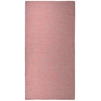 Alfombra exterior de tejido plano roja 100x200 cm