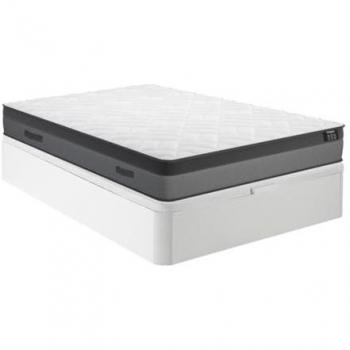 Conjunto de canapé abatible blanco 140 x 190 cm + colchón de muelles ensacados y espuma viscoelástica 24 cm - ILUSIÓN de YSMÉE