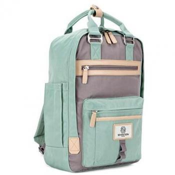 SEVENTEEN LONDON - Mochila 'Wimbledon' Moderna, Sencilla y Unisex con un Acabado Verde Pastel & Gris en el Estilo de una Mochila escandinava, computadora portátil de hasta 13