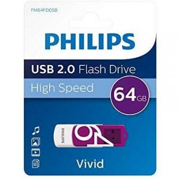 Philips Vivid Edition - Memoria USB de 64 GB Lila USB 2.0