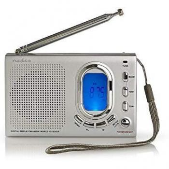 NEDIS Radio Mundo Radio FM | 1,5W | Radio Mundial | Función de Alarma | Gris Gris