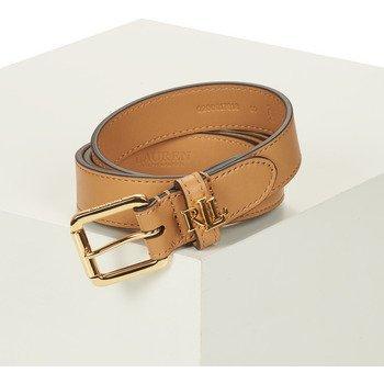 Lauren Ralph Lauren Women's Leather Belt with Logo Buckle, Brown, 80 cm