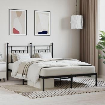Estructura de cama con cabecero de metal negro 140x190 cm