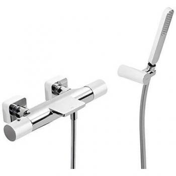 Tres Griferia - Bañera‑Ducha Termostática Con Cascada. Ducha De Mano Anticalcárea Con Soporte Orientable Y Flexo Satin