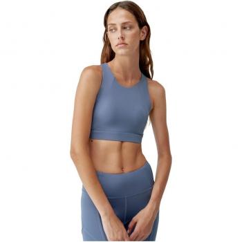 Top de mujer Indi Born Living Yoga - Azul, tejido ligero y transpirable, diseño cómodo y ajustado, ideal para yoga y actividades físicas, disponible en talla S a L