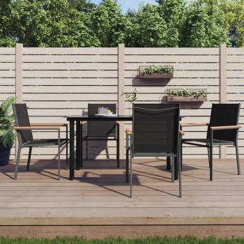 Sillas de jardín textilene y acero negro 4 uds 55x61,5x90 cm