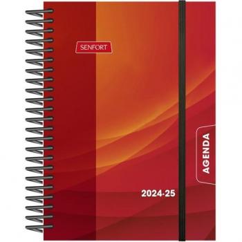 Agenda escolar 2024-2025 A6 Student Senfort, 1 día por página, espiral, tamaño 12x17cm, cubierta de polipropileno, modelo PRISMA ROJO