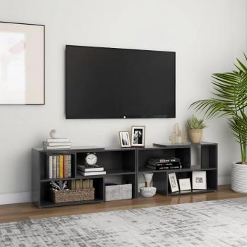 Soporte para TV de madera multicapa gris 149x30x52 cm