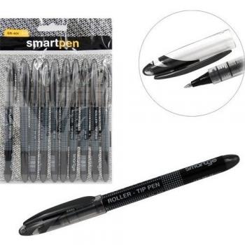 Smartgo - Bolsa 10 ud boligrafo Azul Tinta liquida sr-401 Roller Punta Redonda 0,5 mm con capuchon