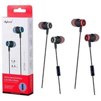 Auriculares Avant Estereo silicona; Microfono y función manos libres; azul, plata, rojo