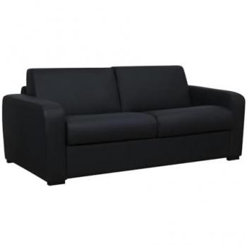Sofá Cama 4 Plazas de Cuero Negro con Colchón de 18 cm BEVIS