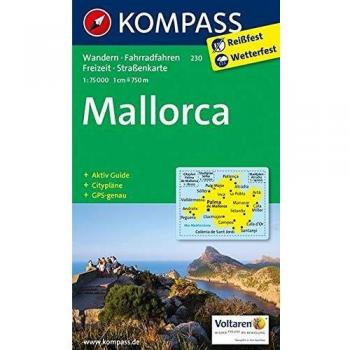 Mapa turístico de Mallorca 1:75,000 con guía de actividades y plano de Palma de Mallorca 1:8,500, GPS preciso