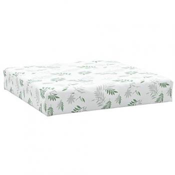 Cojín para palés tela Oxford 60x60x8 cm estampado de hojas, disponible en colores azul y blanco, negro y blanco, verde y rosa