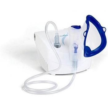 Nuvita 5020A | Inhalador Nebulizador Portátil | Aerosol a Pistón | Compatible con Medicamentos Oleosos | 1 Máscara Adultos y 1 Niños | Ultra Silencioso | Para Niños y Adultos | Diseño Italiano