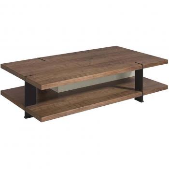 Mesa de centro rectangular ANGEL CERDÁ 2103C, niebla, nogal y acero negro, dimensiones 140 x 80 x 35 cm, material chapa nogal