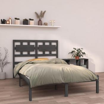 Cama de madera maciza gris 120x200 cm, estructura de cama de madera maciza de pino, dimensiones 120x200 cm
