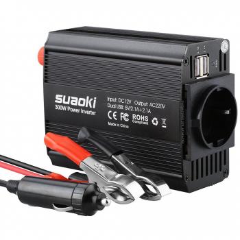 BESTEK 300W Power Inverter DC 12V to 110V AC Car Inverter with 4.2A Dual USB Car Adapter and 2 AC Outlets