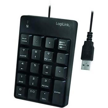 Teclado Numérico USB LogiLink ID0184, 19 Teclas, Con Cable, Negro
