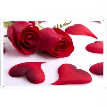 Metal cartel Cartel de chapa Hojalata sesión Flower Tin Sign Roses Flowers Couple Heart Romance 33479 Retro Vintage Pared Decoración by hamgaacaan