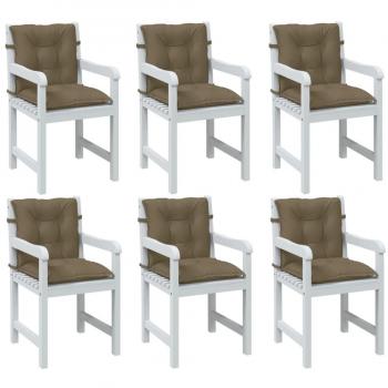 Cojines de Silla con Respaldo Bajo 6 Piezas Tortortorra Mélange Fabric, Tela Taupe Melange, Dimensiones 100x50x7 cm, Color Gris Topo