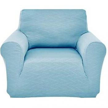 Amazon Brand - Umi Fundas para Sofa 1 Pieza Funda Sofa Ajustable Elasticas con Patrón de Onda Funda Protectora Suave Azul