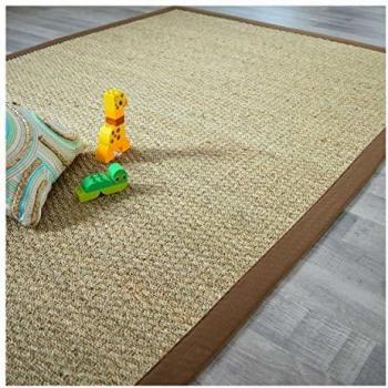 Alfombra de Junco de Mar Varana Panamá con Trenza de Algodón Marrón - 140 x 200 cm