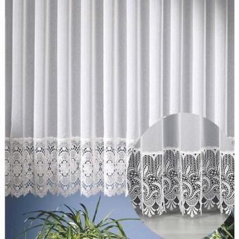 Cortina Edler Store de websablé transparente con zócalo de macramé de en blanco puro - Certificado Ökotex macramée cortina typ8 B, poliéster, blanco, HxB 245x900 cm für Fensterbreite 310-370 cm
