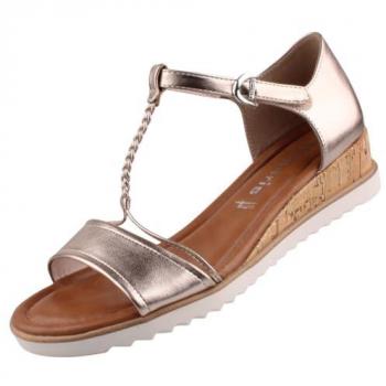 Sandalias Tamaris de Tacón Plataforma Oro para Dama - Talla 39