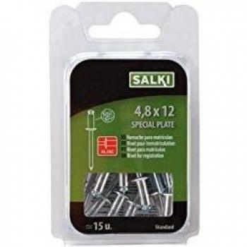 Salki 0384812 Remache Flor de Aluminio y Acero para Matrículas, Blanco, L