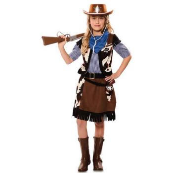 Disfraz de Vaquera con estampado vaca para niña