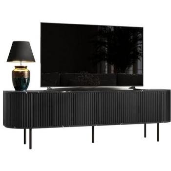 Mueble TV Charlotte 196 - Mármol Negro y Negro, 180x55x40cm