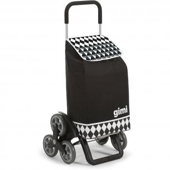Gimi Tris Floral - Carro de la compra, con 6 ruedas, bolsa impermeable de poliéster, capacidad de 56 litros, negro, 41 x 51 x 102 cm