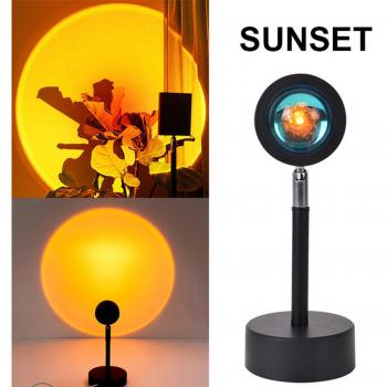Proyector LED USB de Atardecer Arcoíris Rojo para Decoración de Pared y Lámpara de Escritorio para Dormitorio, Bar y Cafetería