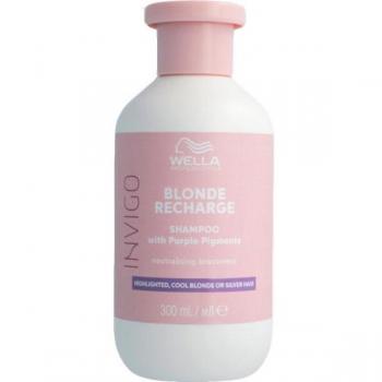 Wella Invigo Blonde Recharge Cool Blonde Color Refreshing Shampoo 300 ml - Champú neutralizante para cabello rubio con pigmentos morados, unisex, 300 ml