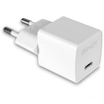 Lindy 73410 20W USB-C Wall Charger - Compact Power Delivery Adapter for Smartphones (White)