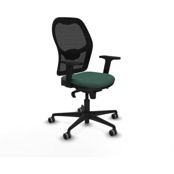 Silla Gaming Ergonómica Jorquera con Malla Negra y Detalles en Verde Botella, Brazos 2D, Base de Nailon y Ruedas Engomadas de 65mm