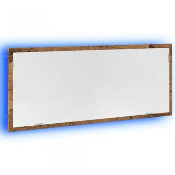 Espejo de baño LED madera ingeniería envejecida 100x8,5x37 cm