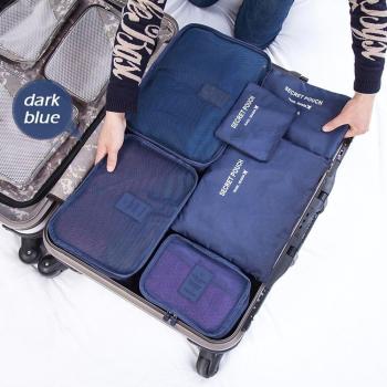 Tofern Lote de 6 Organiseurs de maleta de viaje Bolsa de golf ultraligera Cubo de almacenamiento Organizador para prendas de ropa sucia-Bolsa para accesorios electrónicos Neceser Bolsa para zapatos azul