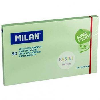 Nota super adhesiva milan 76x127 90 hojas verde pastel