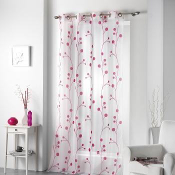 Visillo con anillas integradas, diseño de campanillas, color fucsia