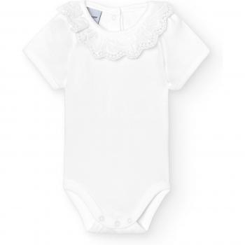 Babidu Body Bebé Cuello Volante Bolillo 1198 - Pack de 2 bodys de bebé con cuello volante y detalle de bolillo